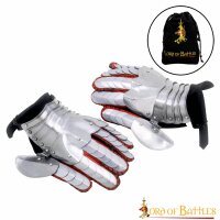 Medieval fantasy Knight Gauntlets with Suede Leather Gloves 16 gauge