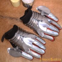 Medieval fantasy Knight Gauntlets with Suede Leather Gloves 16 gauge