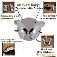 Medieval Milanese Knight Mitten Gauntlets 16 gauge