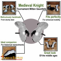 Medieval Milanese Knight Mitten Gauntlets 16 gauge