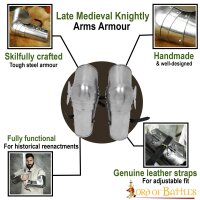 Late Medieval Arms Armor Fully Functional Vambraces 16 gauge