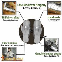 Late Medieval Arms Armor Fully Functional Vambraces 16 gauge