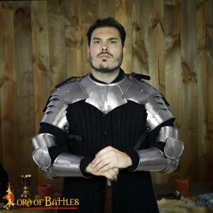 Late Medieval Arm Armor Set with Pauldrons and Arm harness 16 gauge