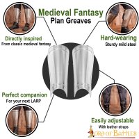 Medieval fantasy Plain Greaves LARP Armor 18 gauge