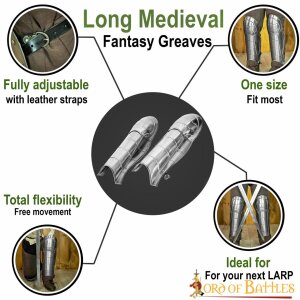 Medieval fantasy Greaves with included Knee Cops Poleyns 18 gauge