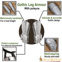 15th century Gothic Knight Leg Armor 16 gauge