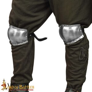 13th - 14th century Knight Poleyns Suede Lined Knee Cops 16 gauge