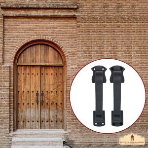 Rustic Twisted Door Handles Set of 2 Cast Iron Door Pulls: Ideal for Gate, Shed Door, Window, Fence, Garage, (16.5x3.8) cm