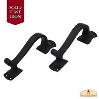 Rustic Twisted Door Handles Set of 2 Cast Iron Door Pulls: Ideal for Gate, Shed Door, Window, Fence, Garage, (16.5x3.8) cm