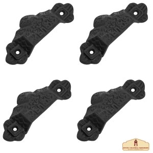 Rustic Cast Iron Set of 4 Drawer Pulls Cabinet Cup Pulls: Ideal for Victorian, Colonial, Retro, Steampunk, Gothic, Baroque, and Medieval Settings, (10.3x5) cm