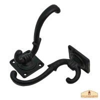 Rustic Cast Iron Wall Hooks, Heavy Duty Retro Utility Hooks for Hanging Coat, Bag, Towel, Robe, Hat and More, Pack of 2, Black