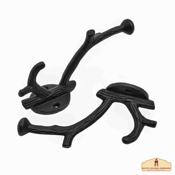 Rustic Cast Iron Wall Hooks, Heavy Duty Retro Utility Hooks for Hanging Coat, Bag, Towel, Robe, Hat and More, Finish: Oil Blackened