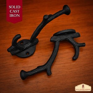 Rustic Cast Iron Wall Hooks, Heavy Duty Retro Utility Hooks for Hanging Coat, Bag, Towel, Robe, Hat and More, Finish: Oil Blackened