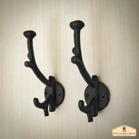 Rustic Cast Iron Wall Hooks, Heavy Duty Retro Utility Hooks for Hanging Coat, Bag, Towel, Robe, Hat and More, Finish: Oil Blackened