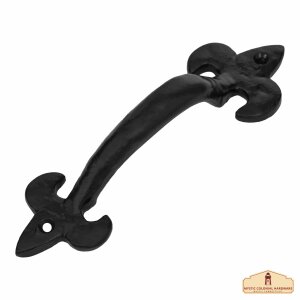 Rustic Cast Iron Fleur de Lis Door Pull: Ideal for Victorian, Colonial, Retro, Steampunk, Gothic, Baroque, and Medieval Settings, (17x4.7) cm