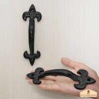 Rustic Cast Iron Fleur de Lis Door Pull: Ideal for Victorian, Colonial, Retro, Steampunk, Gothic, Baroque, and Medieval Settings, (17x4.7) cm