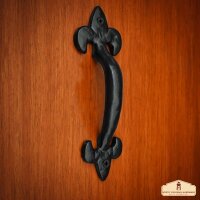 Rustic Cast Iron Fleur de Lis Door Pull: Ideal for Victorian, Colonial, Retro, Steampunk, Gothic, Baroque, and Medieval Settings, (17x4.7) cm