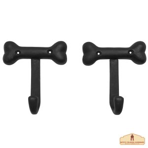 Rustic Cast Iron Wall Hooks, Heavy Duty Retro Utility Hooks for Hanging Coat, Bag, Towel, Robe, Hat and More, Pack of 2, Black