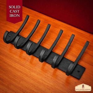 Rustic cast iron wall hooks, 6 hooks