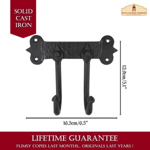 Rustic Cast Iron Wall Hooks, Heavy Duty Retro Utility Hooks for Hanging Coat, Bag, Towel, Robe, Hat and More, Finish: Oil Blackened