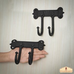 Rustic Cast Iron Wall Hooks, Heavy Duty Retro Utility Hooks for Hanging Coat, Bag, Towel, Robe, Hat and More, Finish: Oil Blackened