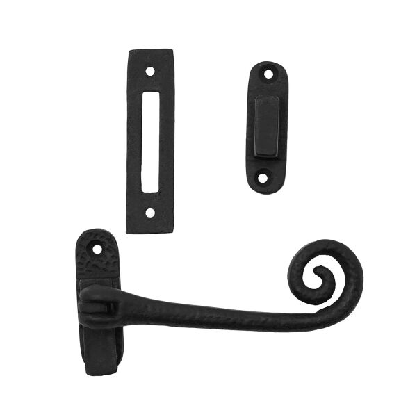 Black Cast Iron Elegant Curly Reversible Casement Window Latch, Size: 5.4" X 2.2"