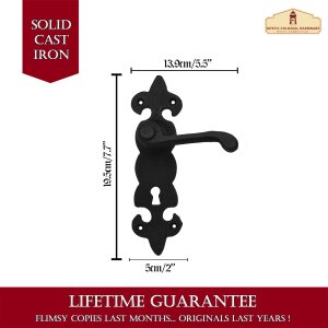 Black Hardware Large Iron Complete Entry Set with Portofino Lever Door Set: Size: 7.5" X 2"