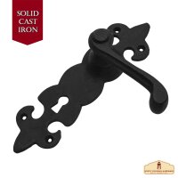 Black Hardware Large Iron Complete Entry Set with Portofino Lever Door Set: Size: 7.5" X 2"