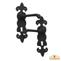 Black Hardware Large Iron Complete Entry Set with Portofino Lever Door Set: Size: 7.5" X 2"