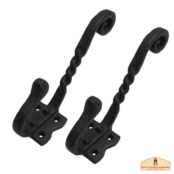 Rustic Cast Iron Wall Hooks, Heavy Duty Retro Utility Hooks for Hanging Coat, Bag, Towel, Robe, Hat and More, Finish : Oil Blackened