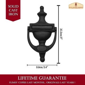 Traditional Roped Style Classic Front Door Knocker 8" H X 3.5 W Decorative Vintage Solid Antique Entry Door Knocker