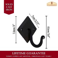 Rustic Cast Iron Wall Hooks, Heavy Duty Retro Utility Hooks for Hanging Coat, Bag, Towel, Robe, Hat and More, Finish : Oil Blackened