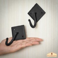 Rustic Cast Iron Wall Hooks, Heavy Duty Retro Utility Hooks for Hanging Coat, Bag, Towel, Robe, Hat and More, Finish : Oil Blackened