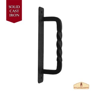 Medieval Castle Door Handle, Solid Hand Forged Iron Oil Blackened, 16.2 cm