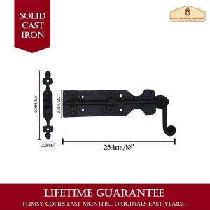 Iron Gate Latch Black Flip Latches, Heavy Duty Cast Iron Drop Latch, for Old Farm Barn Shed Cabinet Shutter Antique Privacy Door Hardware Replacement