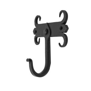 Rustic Forged Iron Wall Hooks, Heavy Duty Retro Utility Hooks for Hanging Coat, Bag, Towel, Robe, Hat and More, Pack of 2, Black