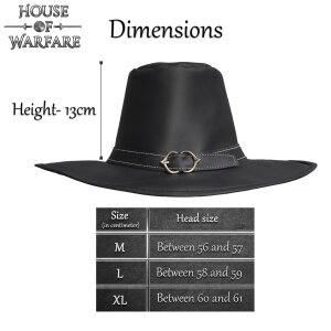 "Van Helsing" Handcrafted Genuine Leather Hat Embossed Black