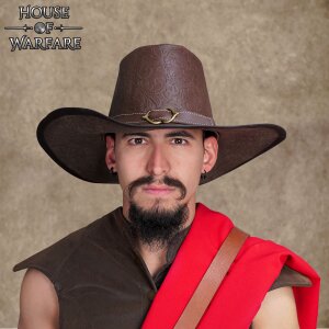 "Van Helsing" Handcrafted Genuine Leather Hat Embossed Brown