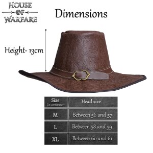 "Van Helsing" Handcrafted Genuine Leather Hat Embossed Brown