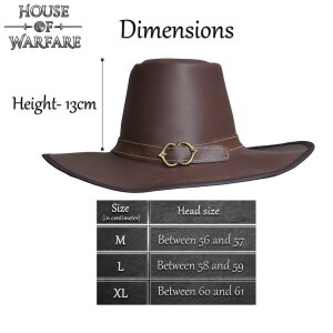 "Van Helsing" Handcrafted Genuine Leather Hat Embossed Brown