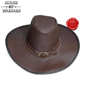 "Van Helsing" Handcrafted Genuine Leather Hat Embossed Brown