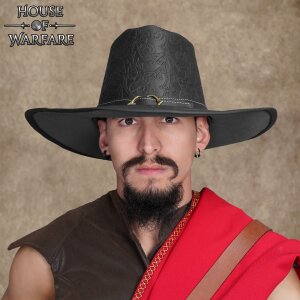 "Van Helsing" Handcrafted Genuine Leather Hat Embossed Brown