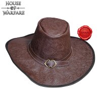 "Van Helsing" Handcrafted Genuine Leather Hat Embossed Brown