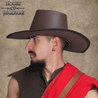 "Van Helsing" Handcrafted Genuine Leather Hat Embossed Brown