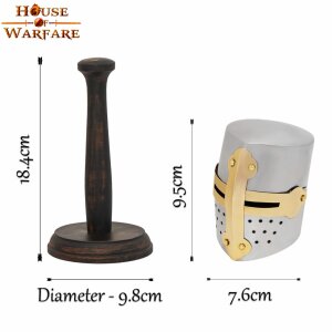 Mini Crusader Knight Helmet with Wooden Stand