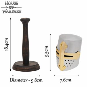 Mini Crusader Knight Helmet with Wooden Stand