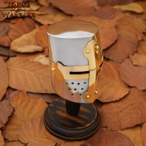 Mini Crusader Knight Helmet with Wooden Stand