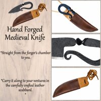 Hand Forged Medieval Knife with Genuine Leather Sheath