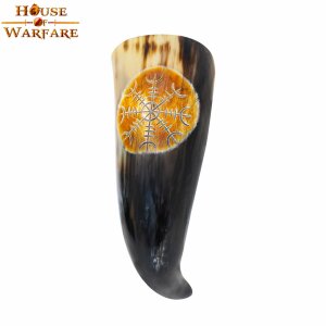 The Helm of Awe Genuine Drinking Horn