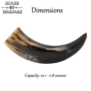 Genuine Drinking Horn with Hand-Carved Odins Triple Horns